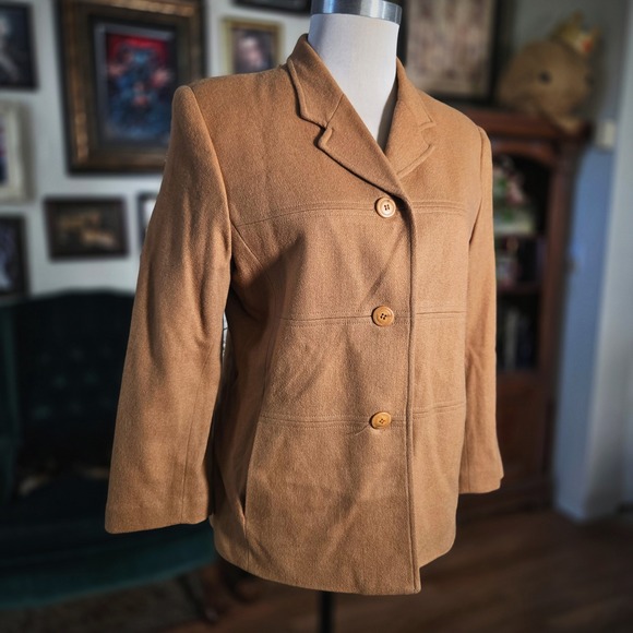 Vintage 90s Norton McNaughton Wool Blazer Jacket Minimal Chic Neutral - Picture 3 of 7